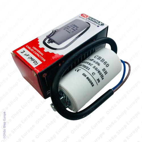 Universal Capacitor With Flylead Wire 3uF / 3 MFD 450 VAC