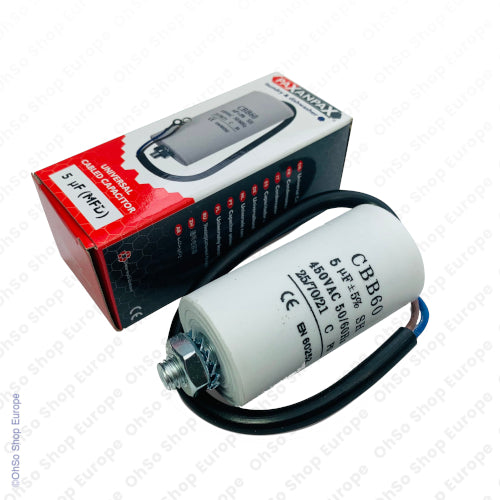 Universal Capacitor With Flylead Wire 5uF / 5 MFD 450 VAC