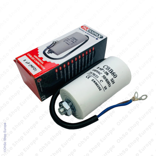 Universal Capacitor With Flylead Wire 8uF / 8 MFD 450 VAC
