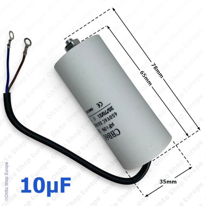Universal Capacitor With Flylead Wire 10uF / 10 MFD 450 VAC