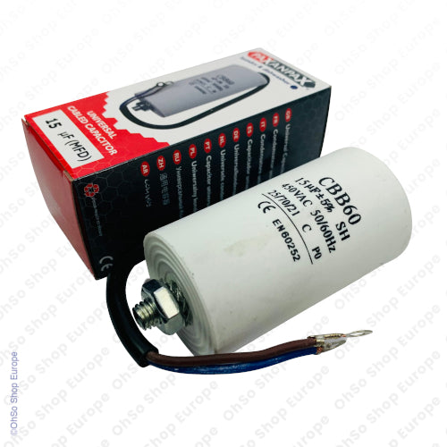 Universal Capacitor With Flylead Wire 15uF / 15 MFD 450 VAC
