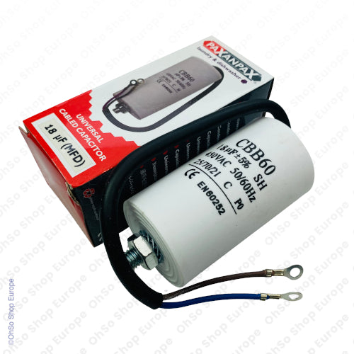 Universal Capacitor With Flylead Wire 18uF / 18 MFD 450 VAC