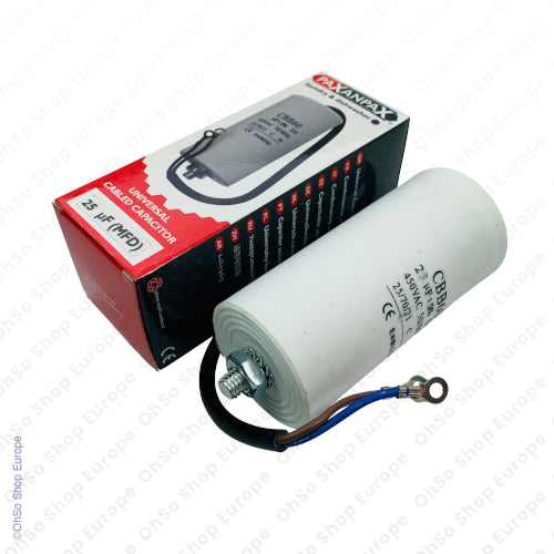 Universal Capacitor With Flylead Wire 25uF / 25 MFD 450 VAC