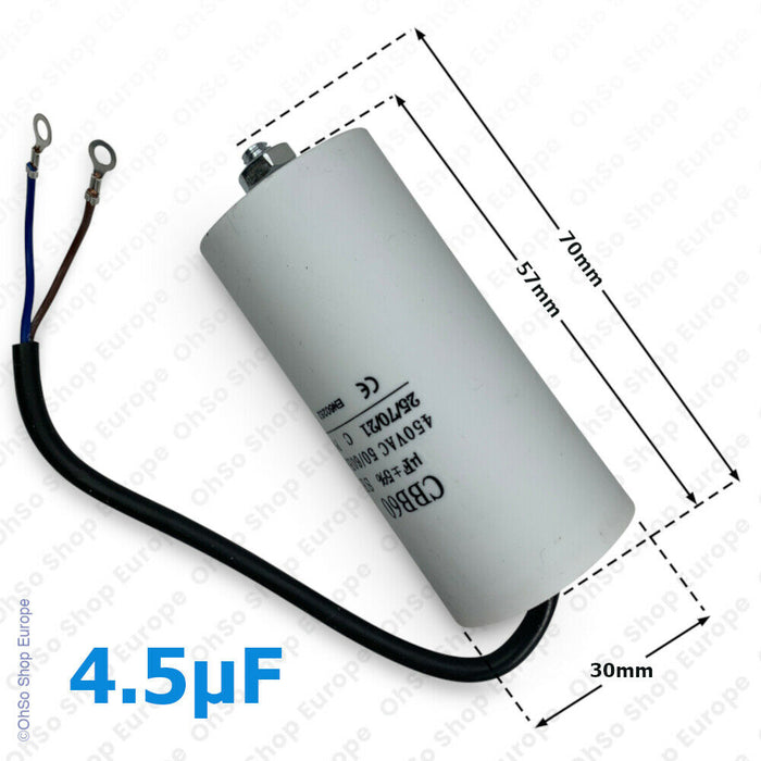 Universal Capacitor With Flylead Wire 4.5uF / 4.5 MFD 450 VAC