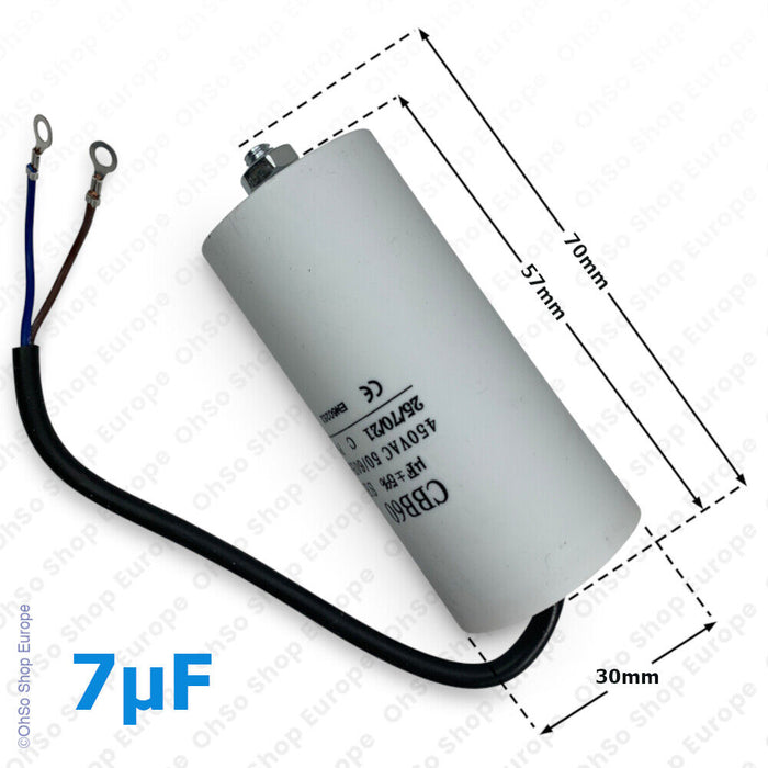 Universal Capacitor With Flylead Wire 7uF / 7 MFD 450 VAC