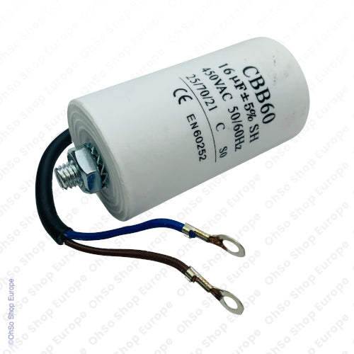 Universal Capacitor With Flylead Wire 16uF / 16 MFD 450 VAC