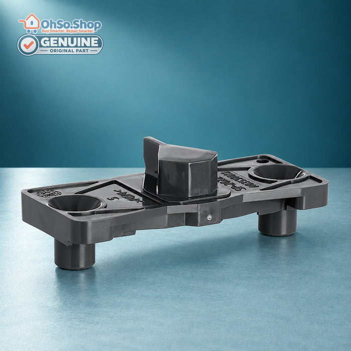 Genuine AEG Electrolux Zanussi dishwasher door latch 140035300114, side view of dark grey latch plate and hook