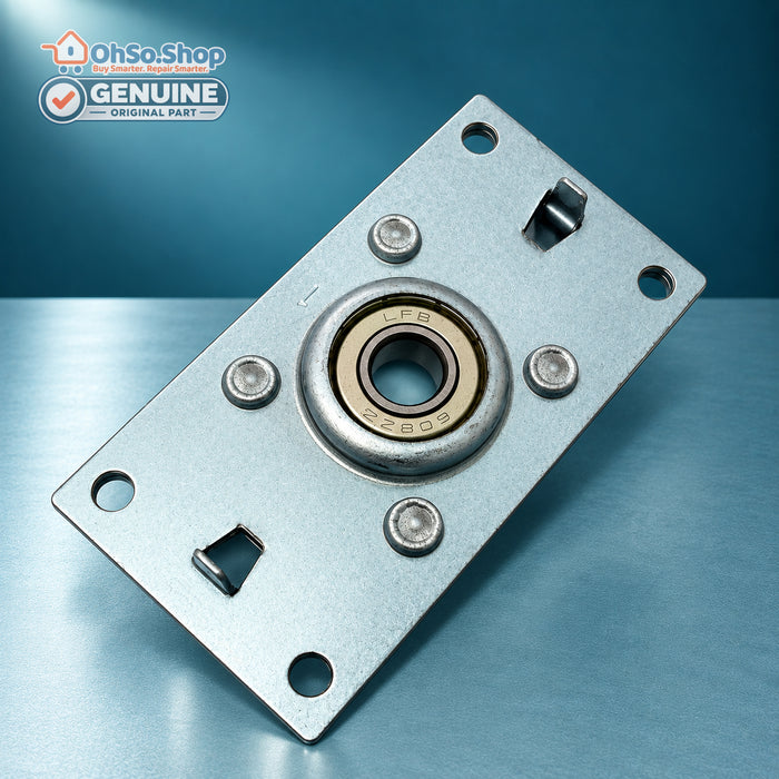 Bush Logik tumble dryer rear bearing and housing 12238200001082, portrait angled view