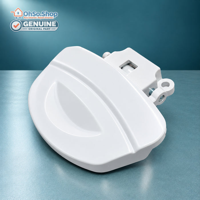 Genuine Fagor white washing machine door handle AS0008102, front view