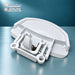 Genuine Fagor white washing machine door handle AS0008102, rear detail of the catch and spring