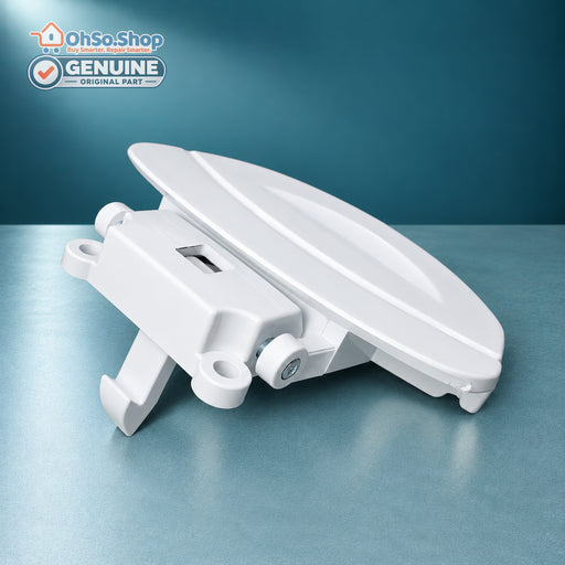 Genuine Fagor white washing machine door handle AS0008102, side view