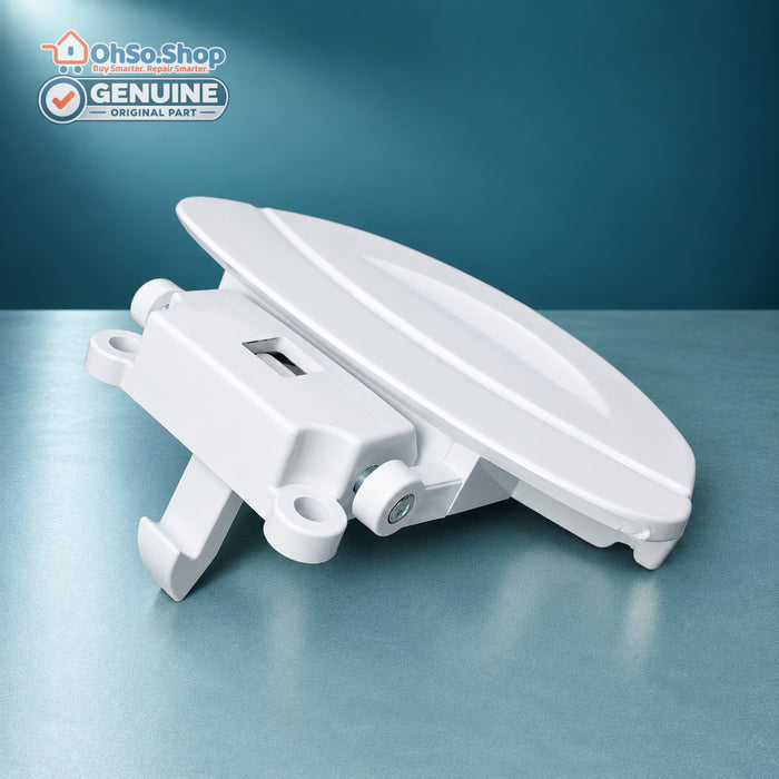 Genuine Fagor white washing machine door handle AS0008102, side view