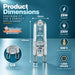 G9 25W oven bulb dimensions: 40mm tall, 13mm wide, 230V, heat resistant to 300C