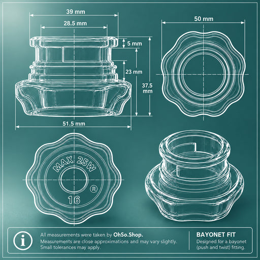 Amica 8002233 oven lamp glass cover dimension illustration