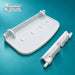 Genuine Lec 082641645 and 082644070 icebox door handle and lock hook kit – rear angled view of both parts