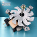 Front view of genuine Vestel fan oven motor 32013533 showing mounting plate and spindle