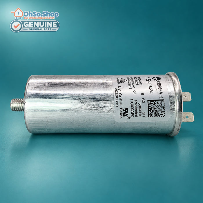 Vestel 32041424 tumble dryer capacitor showing the side profile