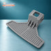 Grey washing machine door handle for Beko and Blomberg, rear view showing the ribbed grip and catch housing