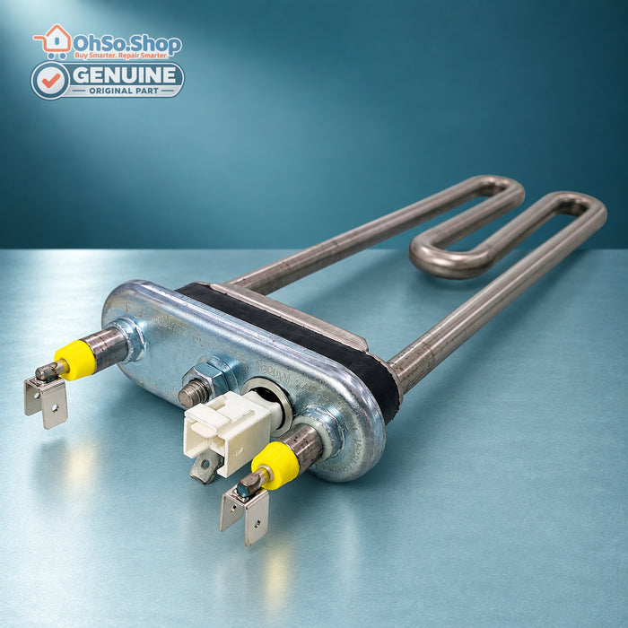 Hoover Candy 1600W washing machine heater element 41039772, terminal and mounting plate detail