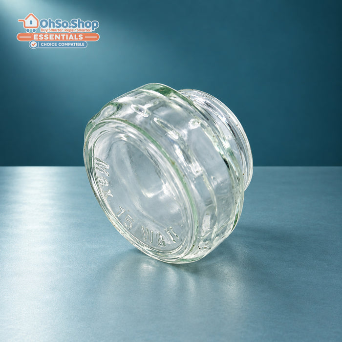 Screw-in oven lamp glass cover for Hotpoint, Creda and Cannon, angled view