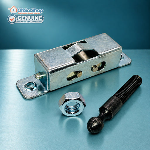 Rangemaster Leisure oven door latch kit A092046, enclosed side with striker pin and nut