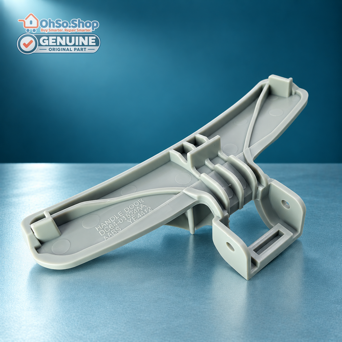 Rear view of the genuine Samsung DC64-01524A grey washing machine door handle