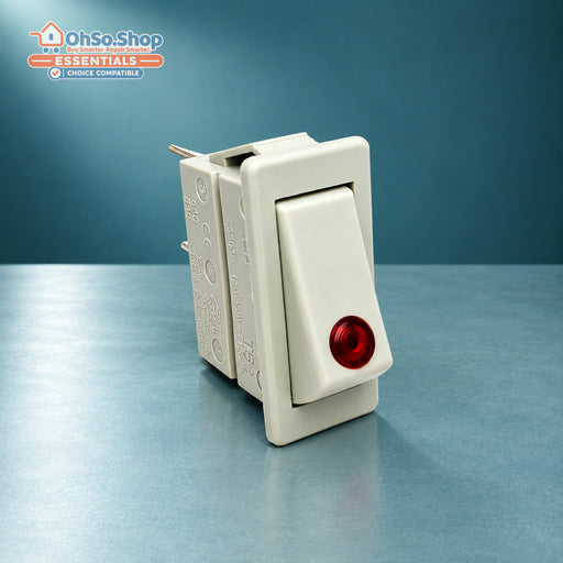 Storage heater neon rocker switch for Dimplex – front angled view