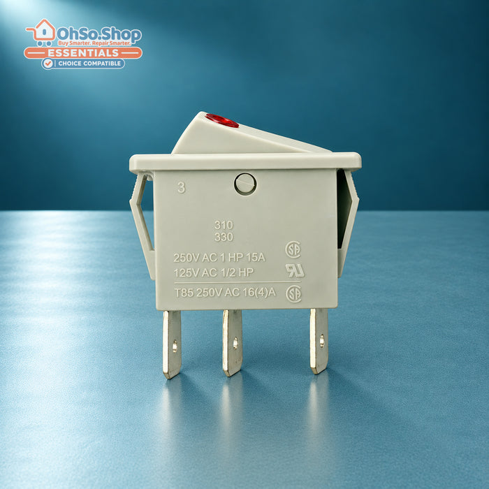 Storage heater neon rocker switch for Dimplex – side profile