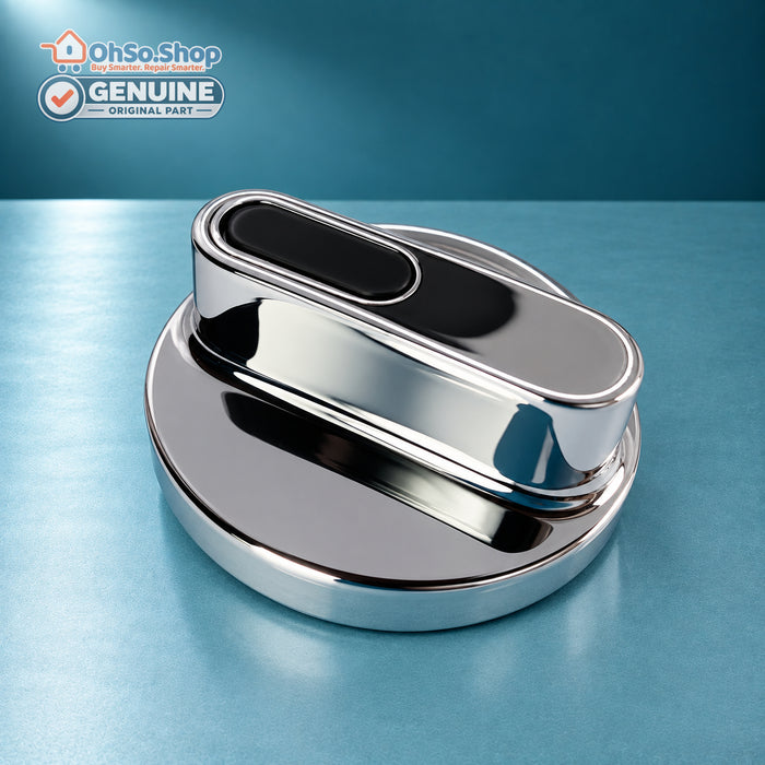 Tefal Double Force food processor control knob MS-650507, chrome-effect finish detail