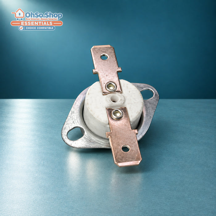 85°C 16A one-shot tumble dryer thermostat for Hoover Candy - angled terminal view