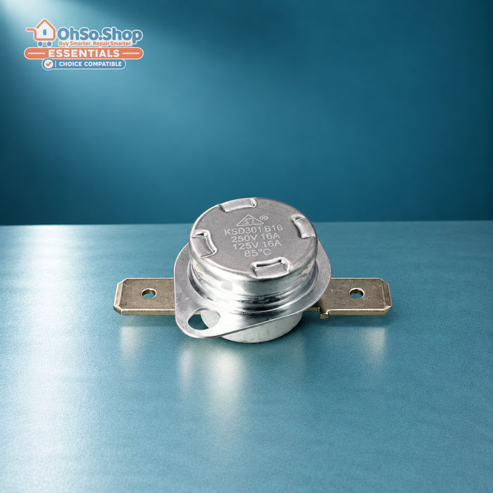 85°C 16A one-shot tumble dryer thermostat for Hoover Candy - side view of metal cap