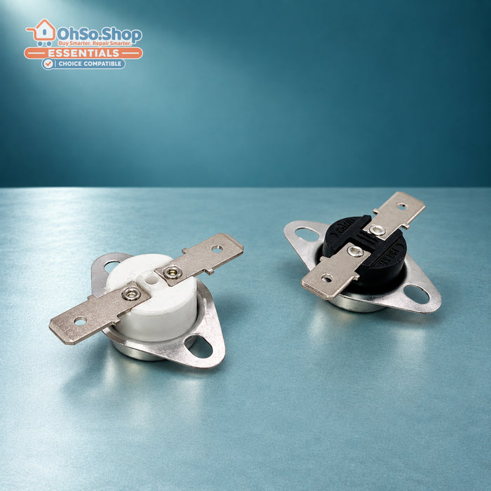 Tumble dryer thermostat kit for Hotpoint Indesit, white and black bases with terminals