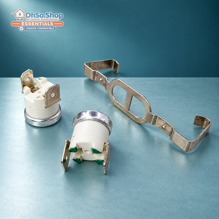 Tumble dryer thermostat pair with mounting bracket for Whirlpool, complete kit