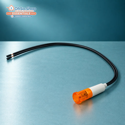 Orange amber 9mm indicator lamp with 220mm wire leads – lens and wire ends