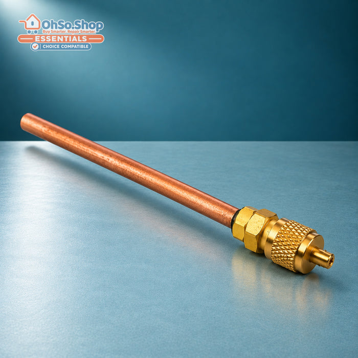 Universal 6mm Schrader access valve for fridge freezer refrigeration - opposite angle