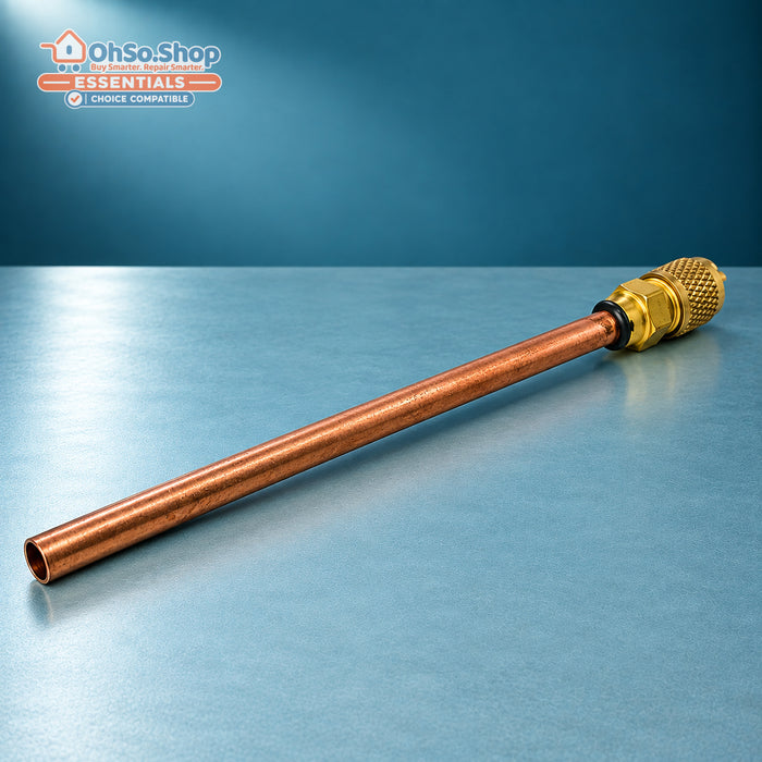 Universal 6mm Schrader access valve for fridge freezer refrigeration - open copper tube end