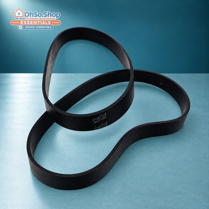 Pack of 2 vacuum cleaner drive belts for Vax, Dirt Devil and Morphy Richards, overlapping upright view