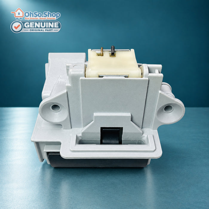 Front view of Vestel 32037542 dishwasher door lock showing catch opening and mounting holes
