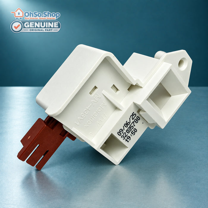 Genuine Vestel tumble dryer door lock switch 32035780, rear view