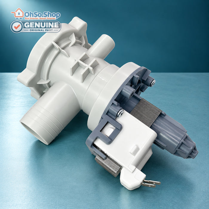 35W washing machine drain pump for Midea and Logik, motor and terminals view