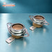 White spot 120°C 140°C thermostat kit for Hotpoint Creda dryers - undersides of both cut-outs