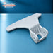 White washing machine door handle for Beko, angled front view of the hinge mount
