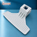 White washing machine door handle for Beko, rear view showing the ribbed grip and catch housing