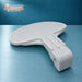 White washing machine door handle for Hoover and Candy, side view of the hinge mount