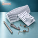 White washing machine door handle kit for Hotpoint and Indesit, rear view of the handle with pin, springs and catch