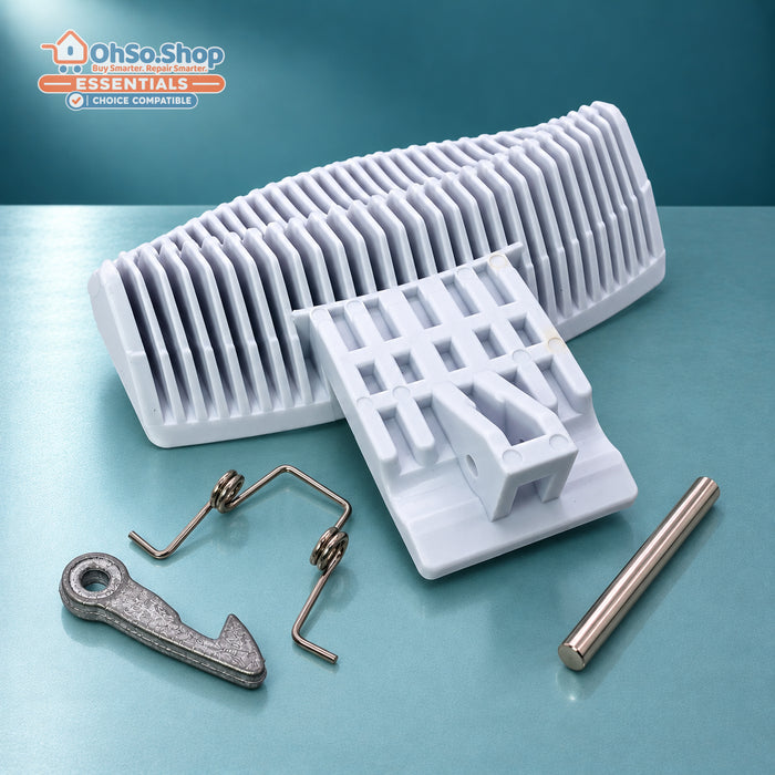 White washing machine door handle kit for Hotpoint and Indesit, angled rear view