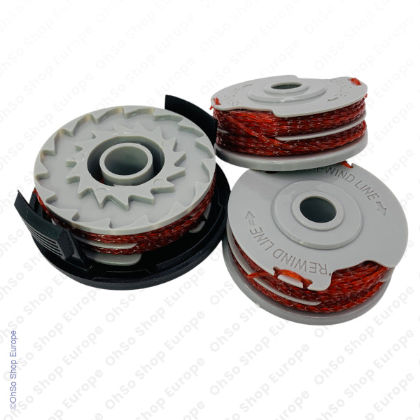 3 x Grass Trimmer Spools & 1 Cover Cap Kit RAC122 MC489 Square Edge Line