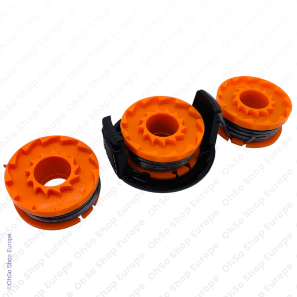 3 x Grass Trimmer Spools with Line + 1 x Cover Cap Kit For Qualcast, Worx, McGregor & Others By ALM